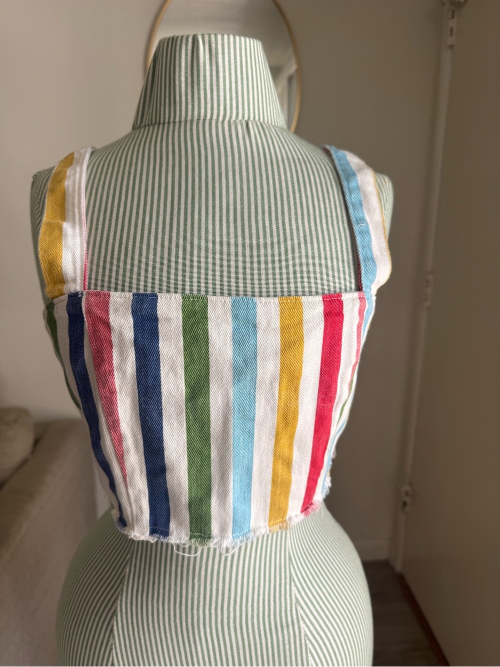 Show Me Your MuMu White Multicolor Striped Cropped Tank